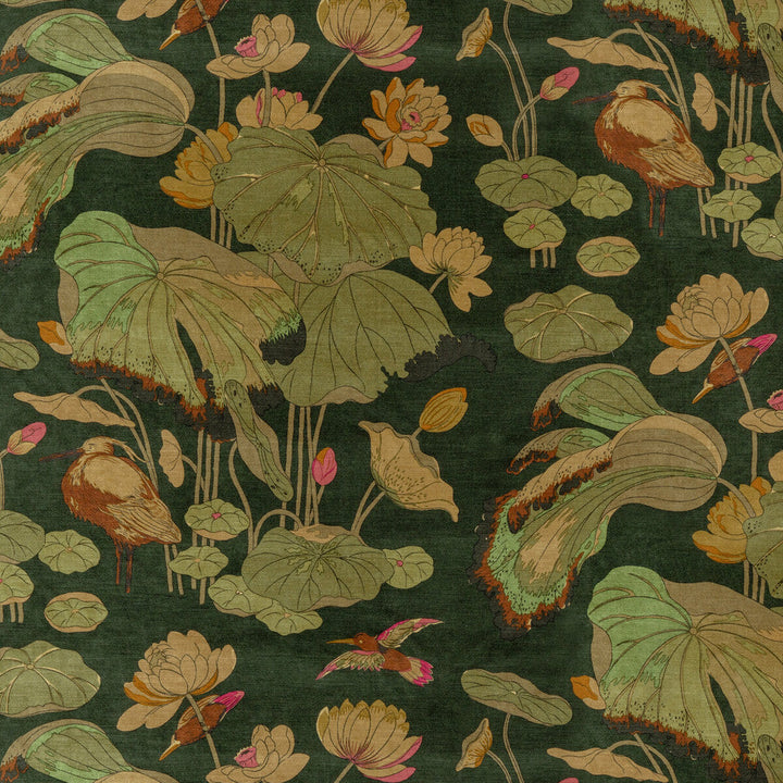 Nympheus Velvet Emerald by G P & J Baker Designer Fabric SIGNATURE VELVETS VISCOSE - 60%;COTTON - 30%;POLYESTER - 10% Italy Horizontal: 26.989 and Vertical: 35.46 53.978 - Swanky Fabrics -