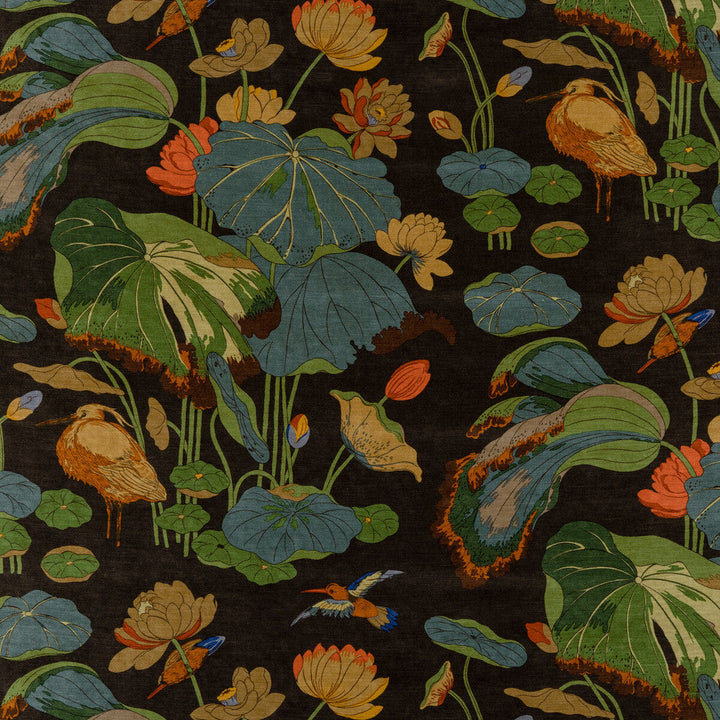 Nympheus Velvet Charcoal by G P & J Baker Designer Fabric SIGNATURE VELVETS VISCOSE - 60%;COTTON - 30%;POLYESTER - 10% Italy Horizontal: 26.989 and Vertical: 35.46 53.978 - Swanky Fabrics -
