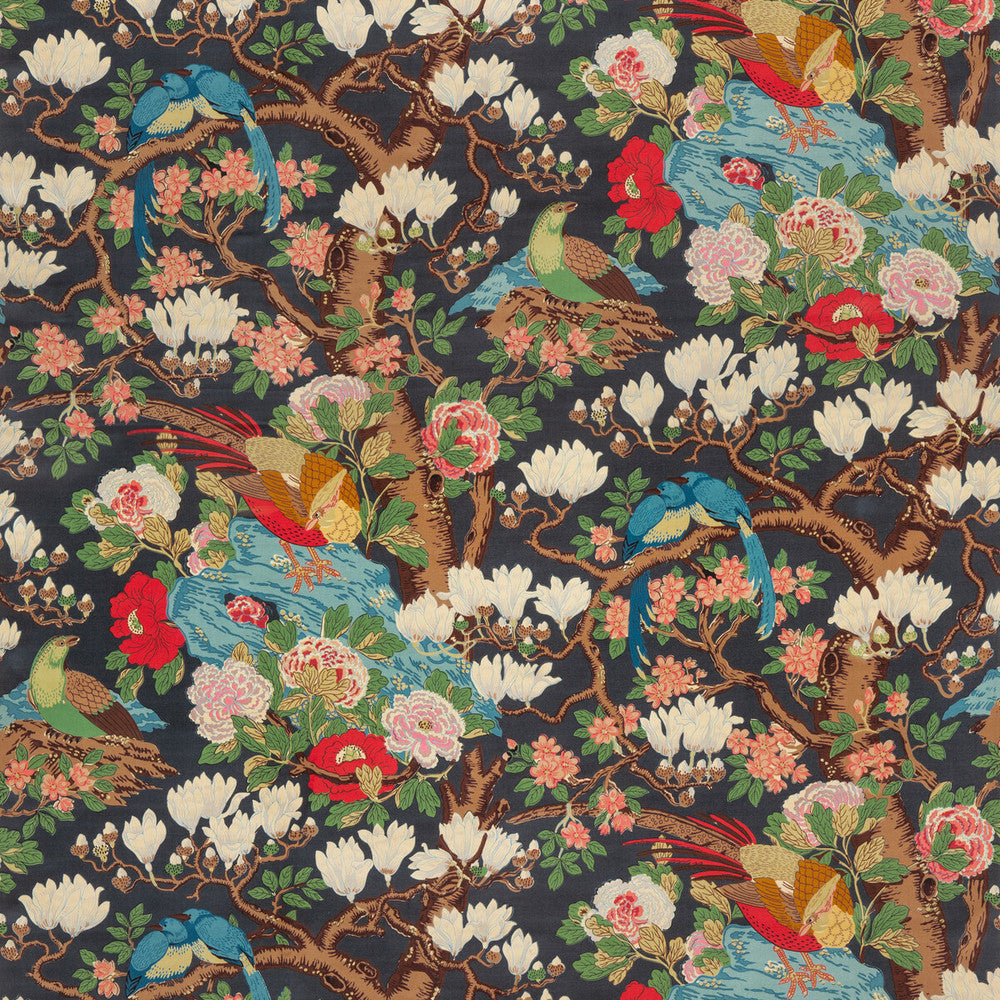 Rockbird Velvet Indigo by G P & J Baker Designer Fabric SIGNATURE VELVETS COTTON - 90%;POLYESTER - 10% Thailand MEDIUM Horizontal: 47.28 and Vertical: 40.582 47.28 - Swanky Fabrics -