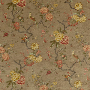 G P & J Baker Fabric Oriental Bird Velvet Mole