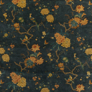 G P & J Baker Fabric Oriental Bird Velvet Teal