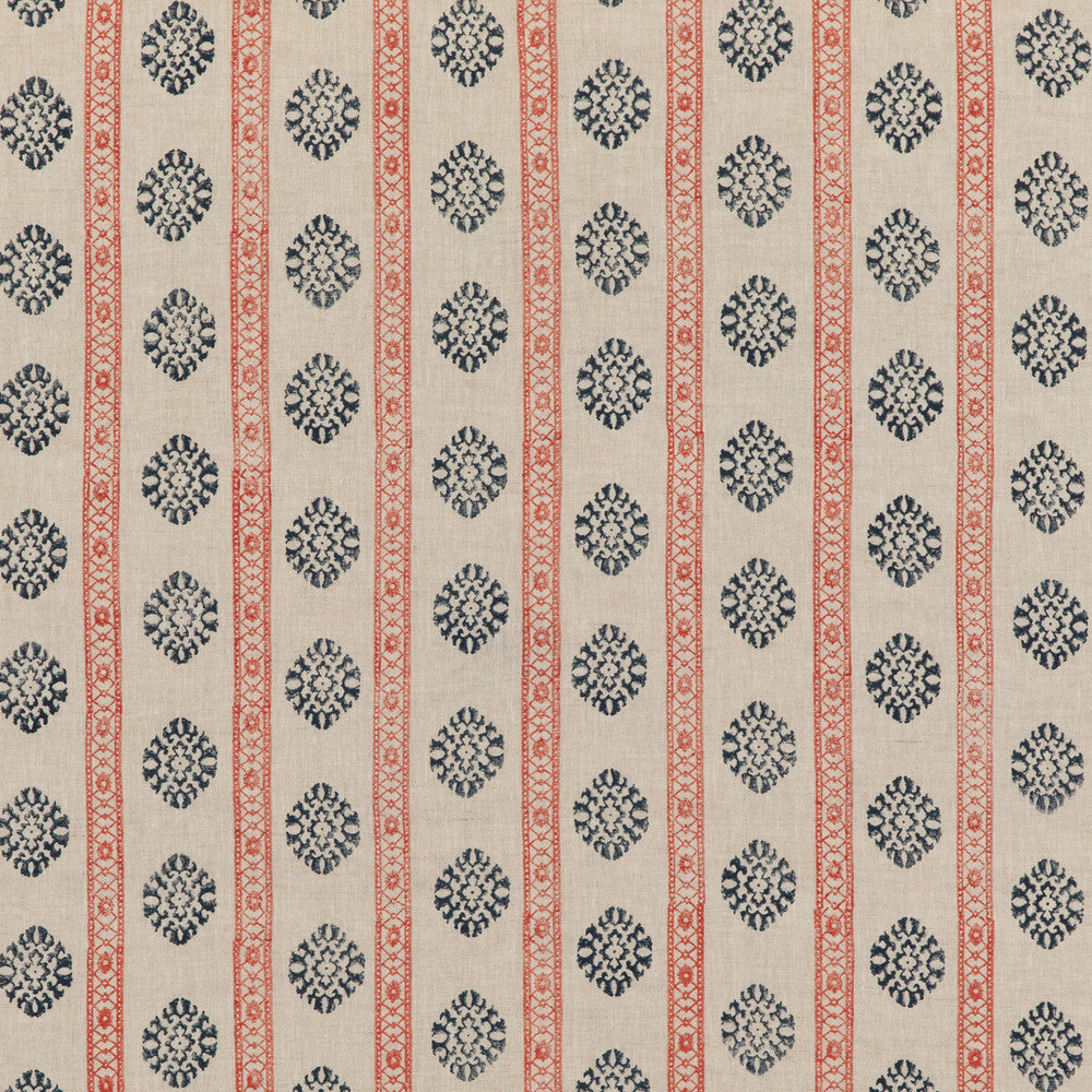 Alma Red/Indigo by G P & J Baker Designer Fabric COROMANDEL SMALL PRINTS LINEN - 100% India Horizontal: 7.5648 and Vertical: 3.94 53.978 - Swanky Fabrics -