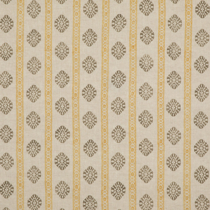 Alma Ochre/Mole by G P & J Baker Designer Fabric COROMANDEL SMALL PRINTS LINEN - 100% India - Horizontal: 7.683 and Vertical: 3.94 53.978 - Swanky Fabrics -