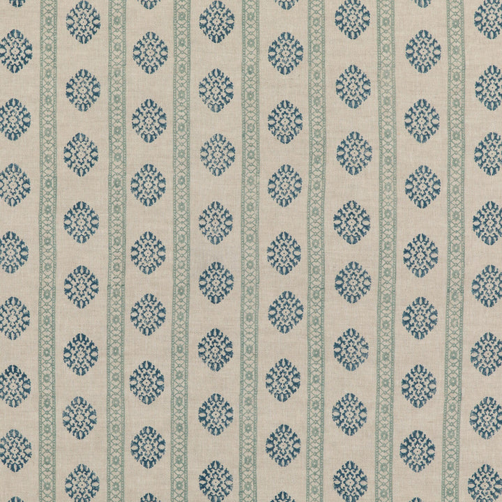 Alma Aqua by G P & J Baker Designer Fabric COROMANDEL SMALL PRINTS LINEN - 100% India Horizontal: 7.683 and Vertical: 3.94 53.978 - Swanky Fabrics -