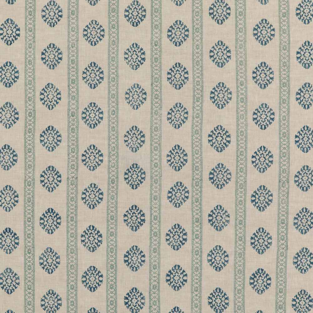Alma Aqua by G P & J Baker Designer Fabric COROMANDEL SMALL PRINTS LINEN - 100% India - Horizontal: 7.683 and Vertical: 3.94 53.978 - Swanky Fabrics -