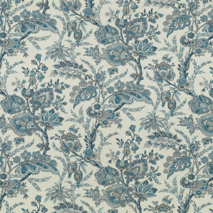 Jewel Indienne Blue/Sand by G P & J Baker Designer Fabric COROMANDEL VISCOSE - 82%;LINEN - 18% United Kingdom Horizontal: 18.124 and Vertical: 27.186 54.372 - Swanky Fabrics -