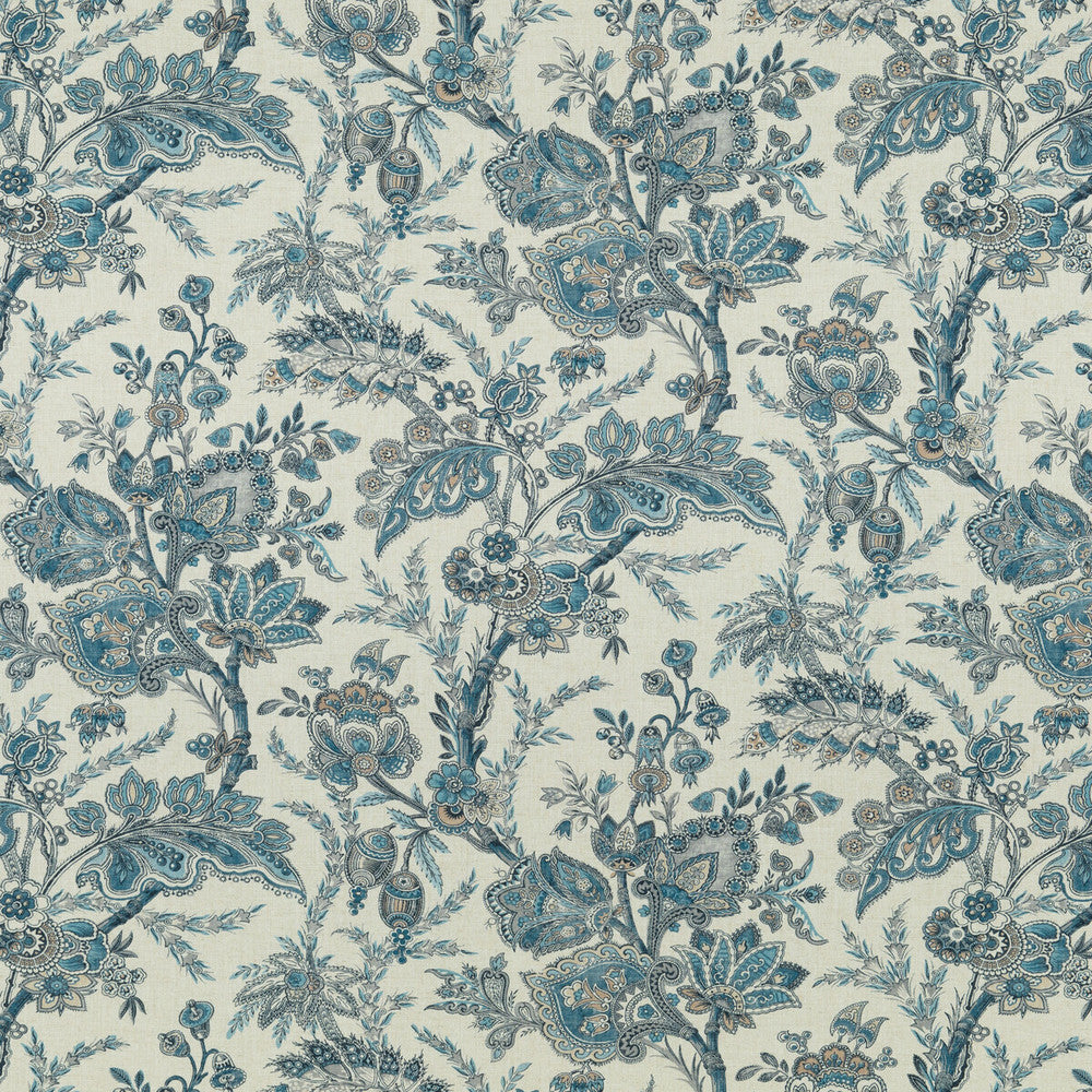 Jewel Indienne Blue/Sand by G P & J Baker Designer Fabric COROMANDEL VISCOSE - 82%;LINEN - 18% United Kingdom - Horizontal: 18.124 and Vertical: 27.186 54.372 - Swanky Fabrics -