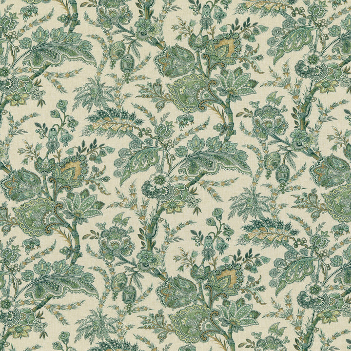Jewel Indienne Emerald by G P & J Baker Designer Fabric COROMANDEL VISCOSE - 82%;LINEN - 18% United Kingdom - Horizontal: 18.124 and Vertical: 27.186 54.372 - Swanky Fabrics -
