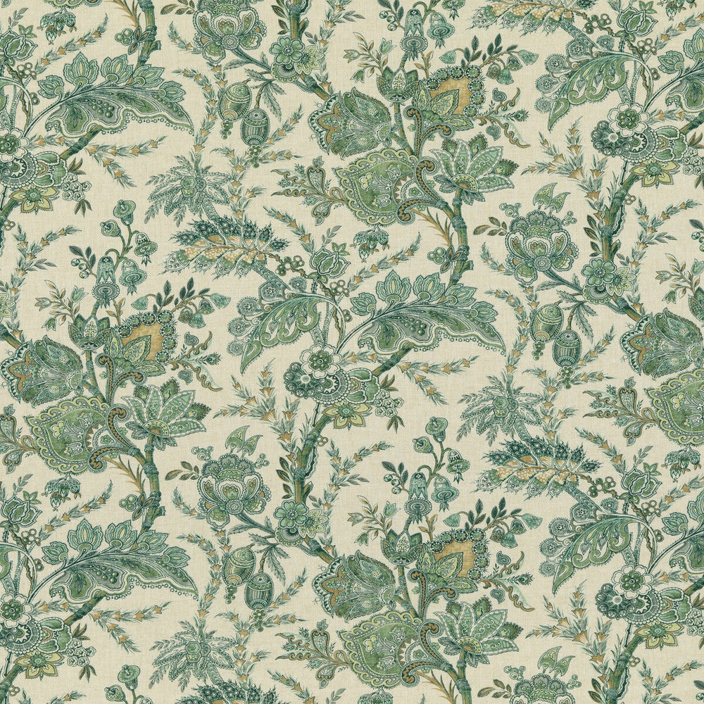 Jewel Indienne Emerald by G P & J Baker Fabric G P & J Baker Fabric Jewel Indienne EmeraldFabric COROMANDEL VISCOSE - 82%;LINEN - 18% United Kingdom </p><p>Repeat: H: 18.124, V: 27.186 54.372 - Fabric Carolina -