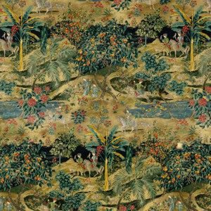 G P & J Baker Fabric Ramayana Velvet Emerald/Sand