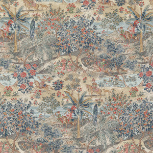 G P & J Baker Fabric Ramayana Red/Blue
