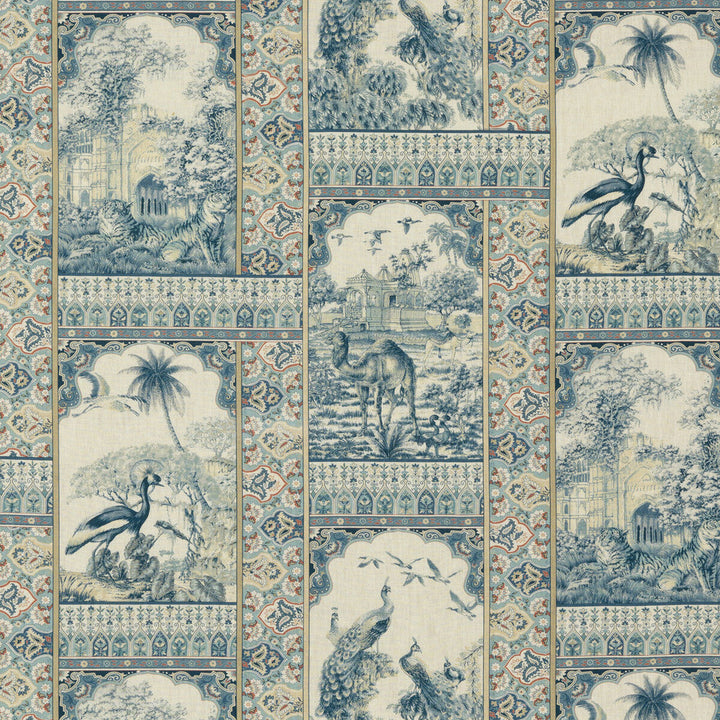 Indienne Toile Red/Blue by G P & J Baker Designer Fabric COROMANDEL LINEN - 100% United Kingdom Horizontal: 54.372 and Vertical: 25.216 54.372 - Swanky Fabrics -