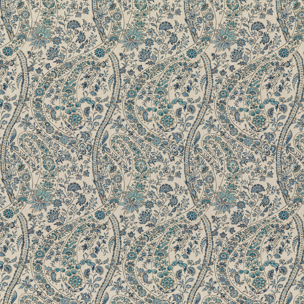 Bukhara Paisley Blue by G P & J Baker Designer Fabric COROMANDEL LINEN - 100% United Kingdom - Horizontal: 13.593 and Vertical: 23.64 54.372 - Swanky Fabrics -