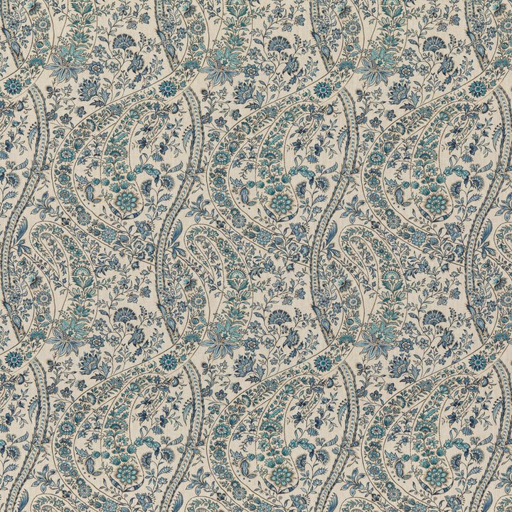 Bukhara Paisley Blue by G P & J Baker Designer Fabric COROMANDEL LINEN - 100% United Kingdom - Horizontal: 13.593 and Vertical: 23.64 54.372 - Swanky Fabrics -