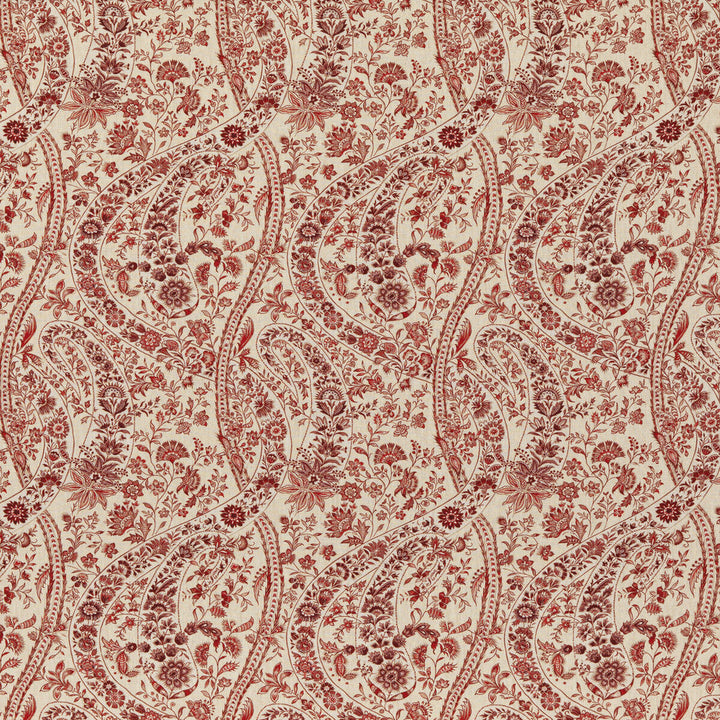 Bukhara Paisley Red by G P & J Baker Designer Fabric COROMANDEL LINEN - 100% United Kingdom Horizontal: 13.593 and Vertical: 23.64 54.372 - Swanky Fabrics -