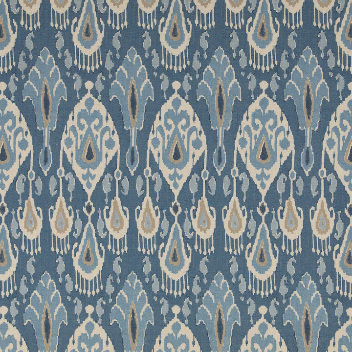 Ikat Bokhara Blue by G P & J Baker Designer Fabric CHIFU VISCOSE - 49%;LINEN - 26%;COTTON - 17%;POLYESTER - 8% Thailand MEDIUM Horizontal: 10.244 and Vertical: 27.186 51.22 - Swanky Fabrics -