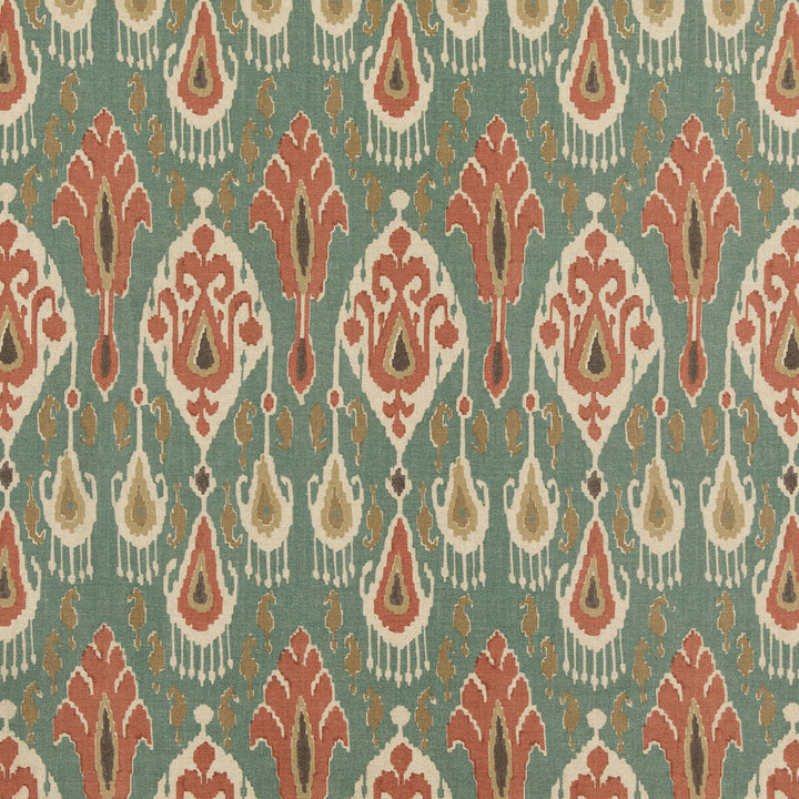 Ikat Bokhara Teal by G P & J Baker Fabric G P & J Baker Fabric Ikat Bokhara TealFabric CHIFU VISCOSE - 49%;LINEN - 26%;COTTON - 17%;POLYESTER - 8% Thailand </p><p>Repeat: H: 10.244, V: 27.186 51.22 - Fabric Carolina -