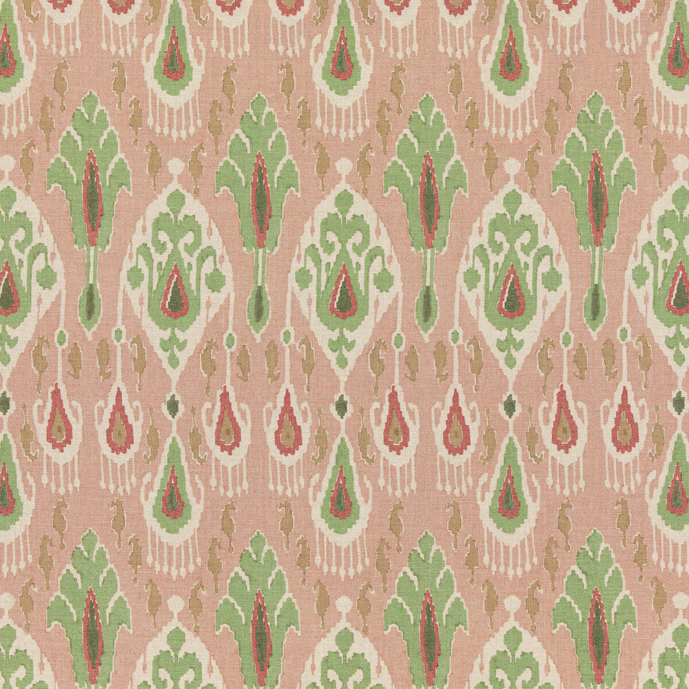 Ikat Bokhara Rose/Green by G P & J Baker Designer Fabric CHIFU VISCOSE - 49%;LINEN - 26%;COTTON - 17%;POLYESTER - 8% Thailand MEDIUM Horizontal: 10.244 and Vertical: 27.186 51.22 - Swanky Fabrics -