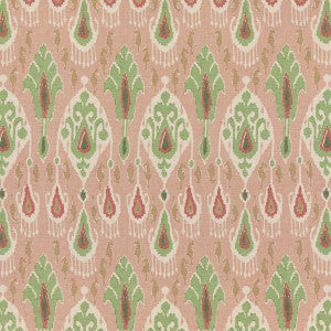 G P & J Baker Fabric Ikat Bokhara Rose/Green