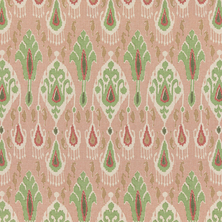 Ikat Bokhara Rose/Green by G P & J Baker Designer Fabric CHIFU VISCOSE - 49%;LINEN - 26%;COTTON - 17%;POLYESTER - 8% Thailand MEDIUM Horizontal: 10.244 and Vertical: 27.186 51.22 - Swanky Fabrics -