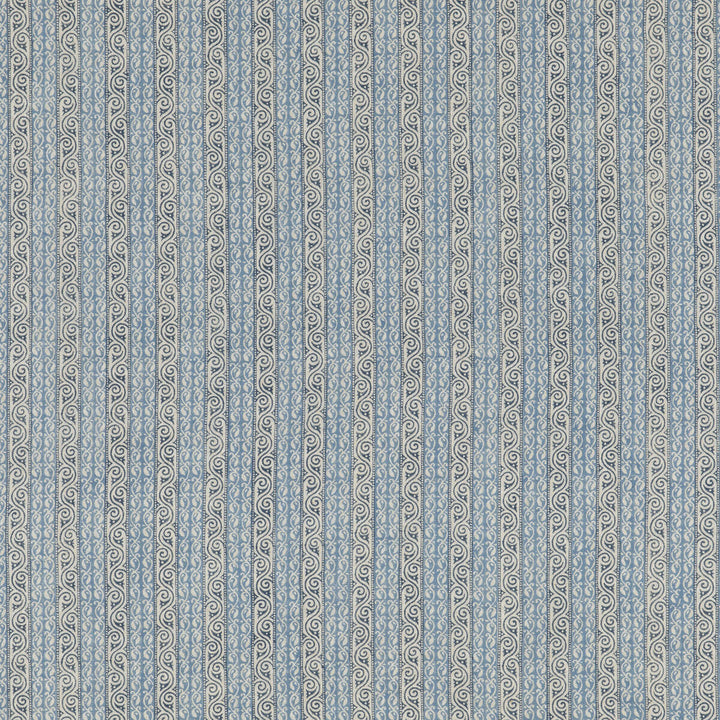 Tetbury Stripe Blue by G P & J Baker Designer Fabric PORTOBELLO LINEN - 100% India Horizontal: 2.2852 and Vertical: 54.372 - Swanky Fabrics -