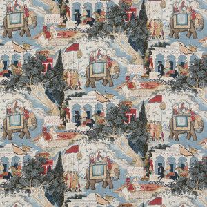G P & J Baker Fabric Shalimar Indigo/Red