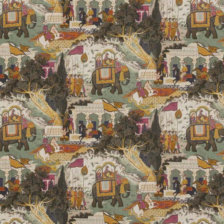 Shalimar Aqua by G P & J Baker Designer Fabric CASPIAN COTTON - 90%;LINEN - 10% United Kingdom Horizontal: 17.73 and Vertical: 21.67 53.19 - Swanky Fabrics -
