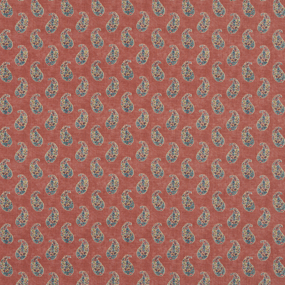 Patola Paisley Red by G P & J Baker Designer Fabric CASPIAN VISCOSE - 82%;LINEN - 18% United Kingdom Horizontal: 4.531 and Vertical: 9.456 54.372 - Swanky Fabrics -