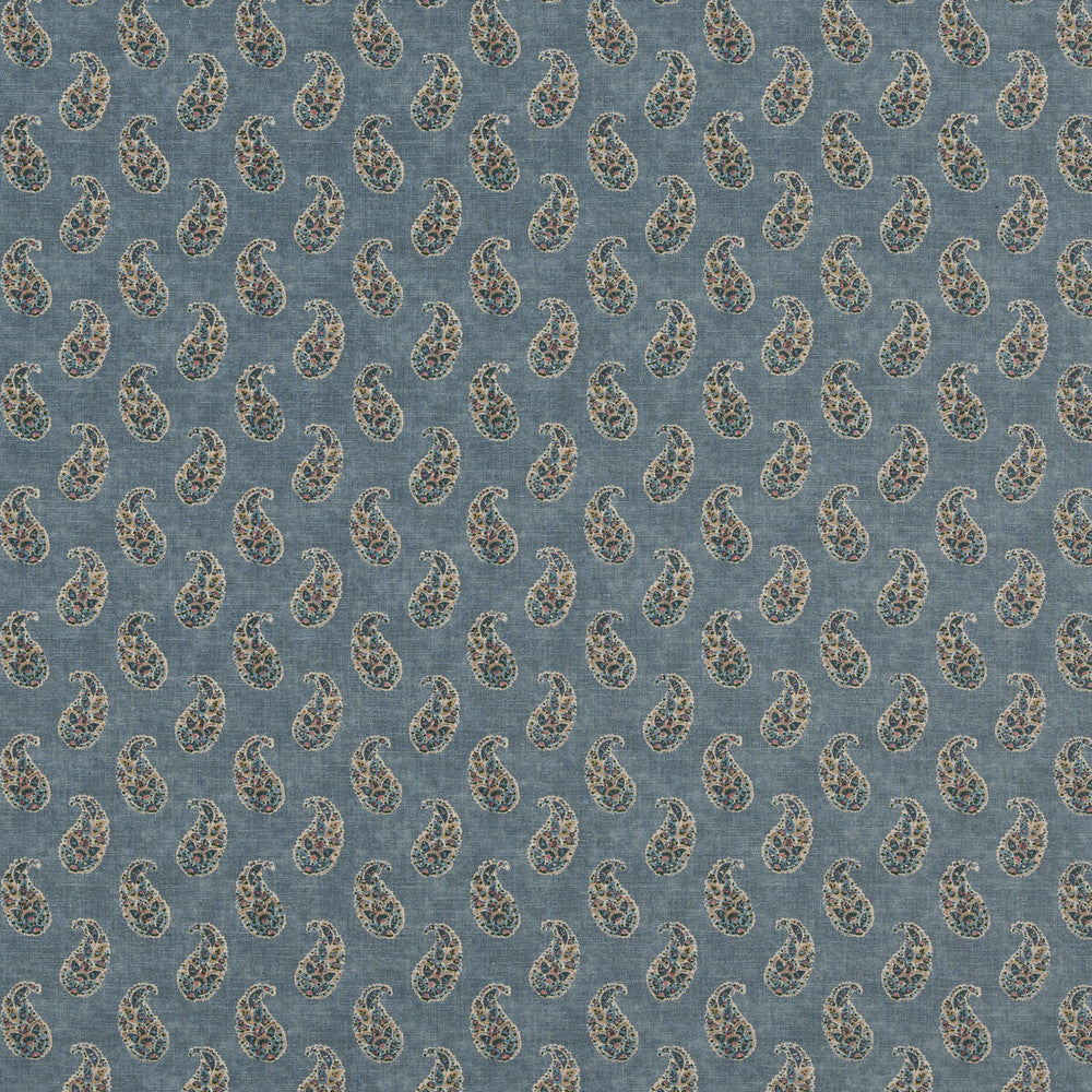 Patola Paisley Blue by G P & J Baker Designer Fabric CASPIAN VISCOSE - 82%;LINEN - 18% United Kingdom Horizontal: 4.531 and Vertical: 9.456 54.372 - Swanky Fabrics -