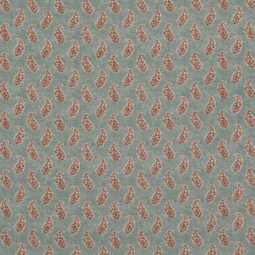 Patola Paisley Aqua by G P & J Baker Designer Fabric CASPIAN VISCOSE - 82%;LINEN - 18% United Kingdom Horizontal: 4.531 and Vertical: 9.456 54.372 - Swanky Fabrics -