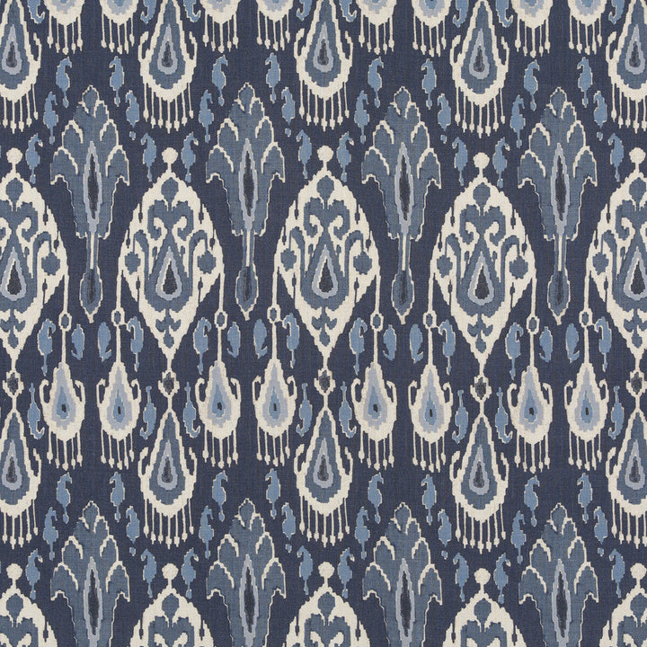 Ikat Bokhara Linen Indigo by G P & J Baker Designer Fabric CASPIAN LINEN - 100% Thailand Horizontal: 10.441 and Vertical: 27.58 52.402 - Swanky Fabrics -