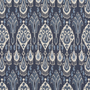 G P & J Baker Fabric Ikat Bokhara Linen Indigo