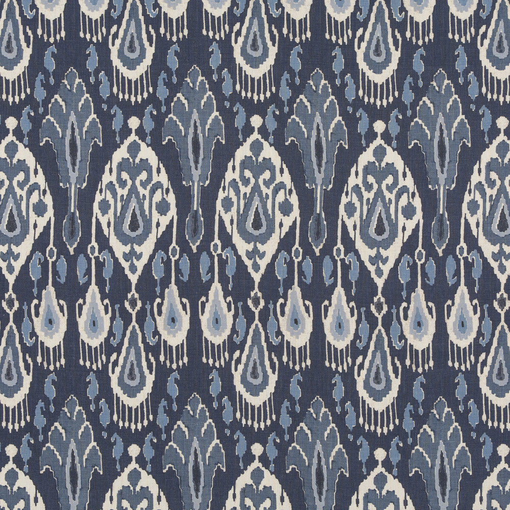 Ikat Bokhara Linen Indigo by G P & J Baker Designer Fabric CASPIAN LINEN - 100% Thailand Horizontal: 10.441 and Vertical: 27.58 52.402 - Swanky Fabrics -