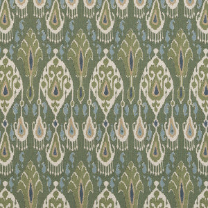 G P & J Baker Fabric Ikat Bokhara Linen Emerald