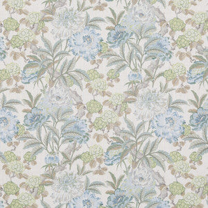 G P & J Baker Fabric Summer Peony Aqua