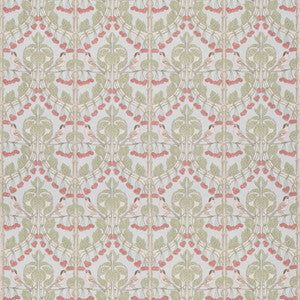 G P & J Baker Fabric Birds & Cherries Cotton Soft Blue
