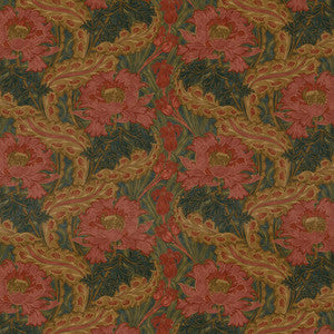 G P & J Baker Fabric Brantwood Velvet Rose/Green