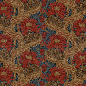 G P & J Baker Fabric Brantwood Velvet Red/Blue