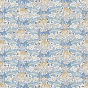 G P & J Baker Fabric Tulip & Jasmine Cotton Blue