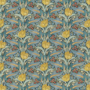 G P & J Baker Fabric Tulip & Jasmine Cotton Teal