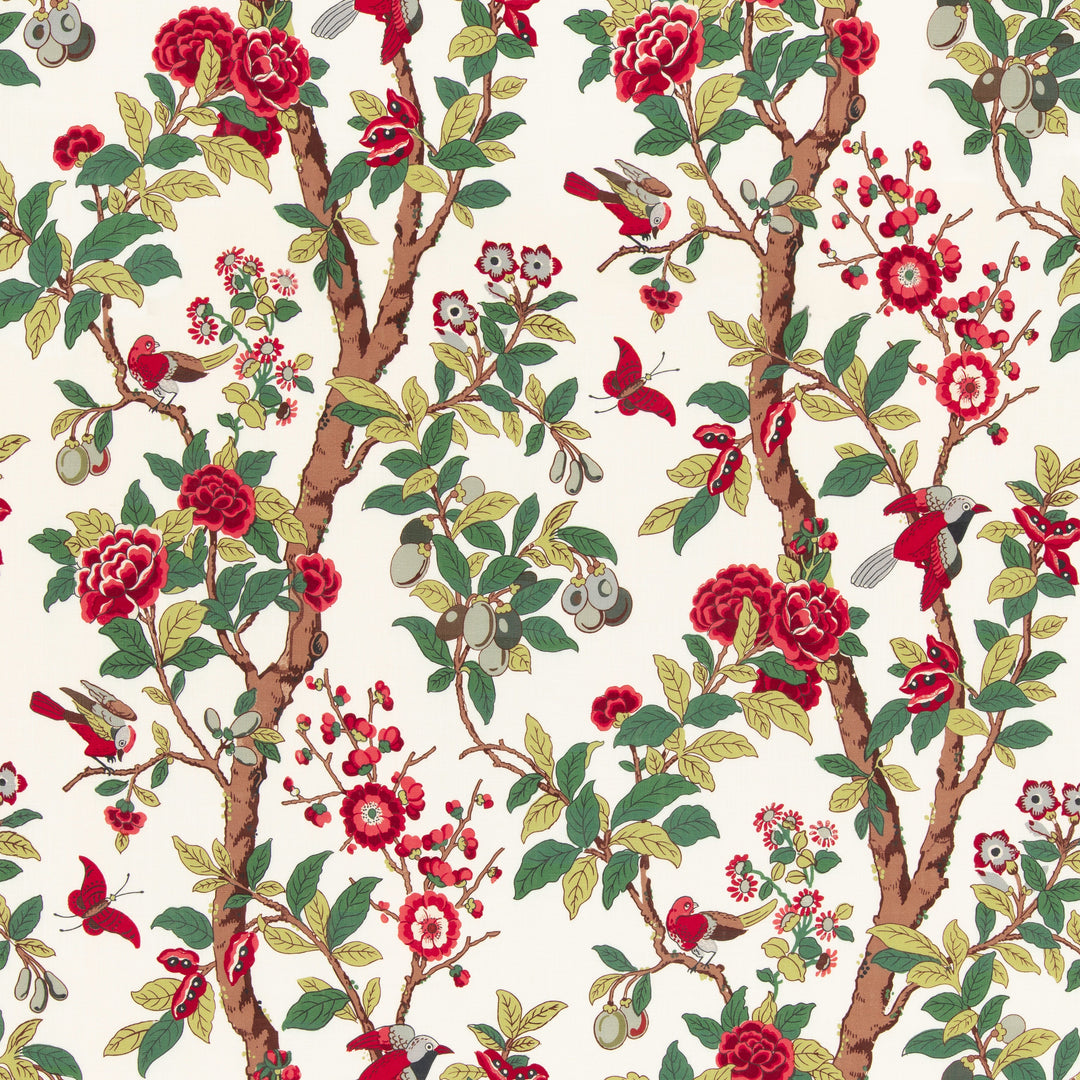 G P & J Baker Fabric Eldon - Document Red/Green