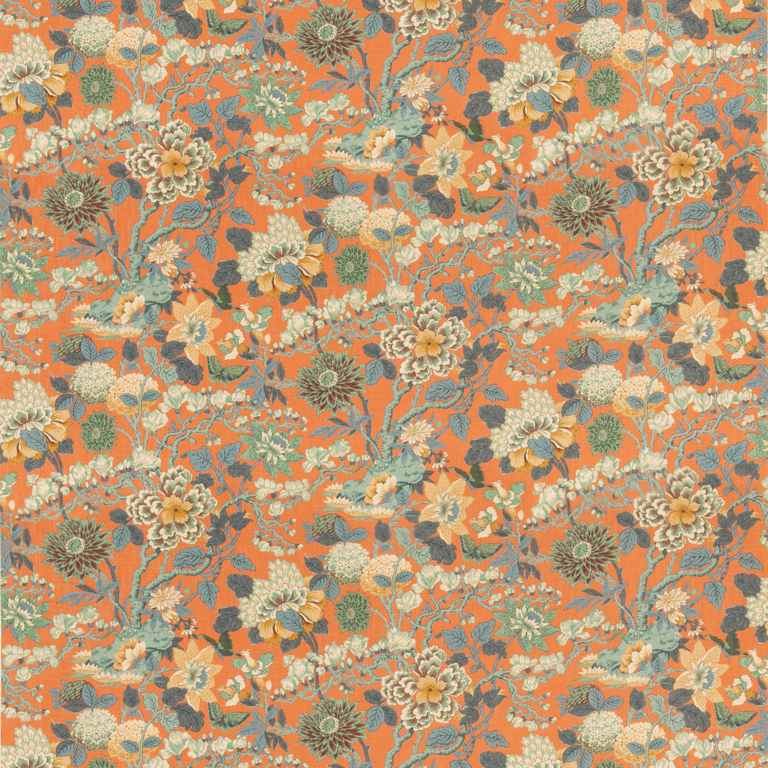 G P & J Baker Fabric Little Magnolia - Teal/Orange