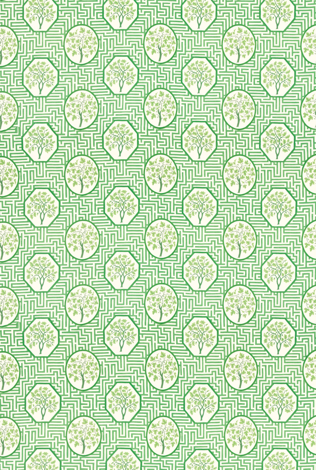 G P & J Baker Fabric Royal Maze - Royal Green