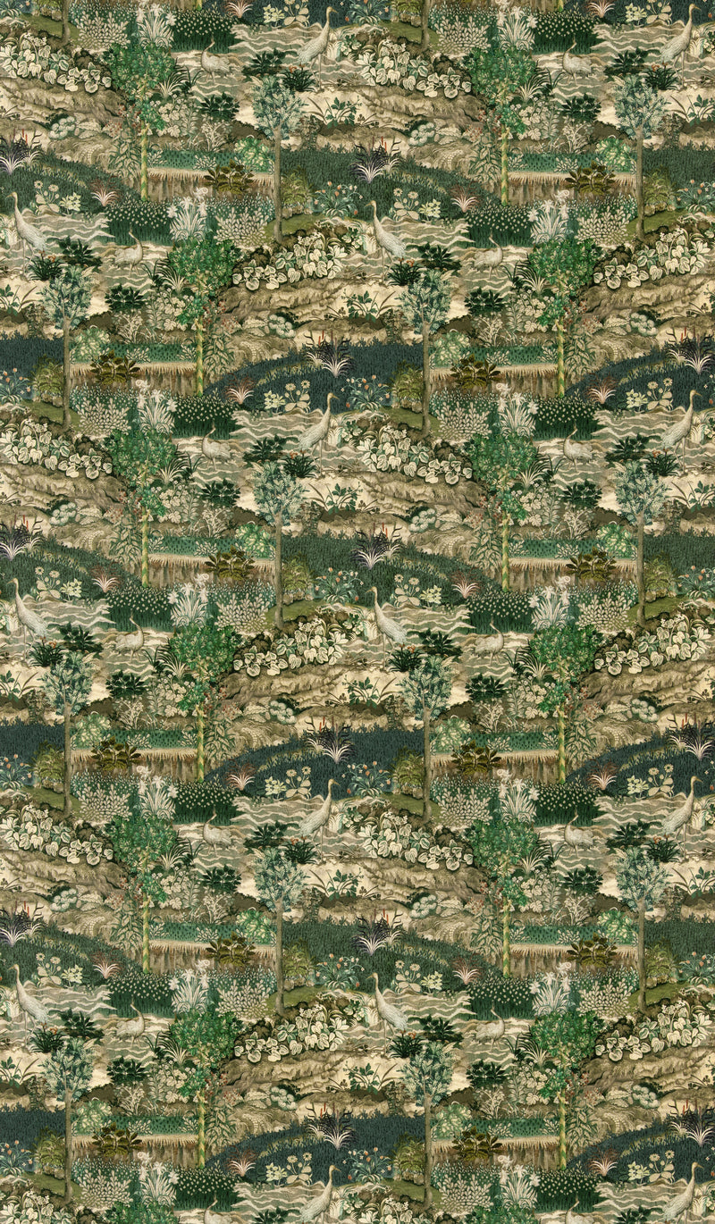 G P & J Baker Fabric Palace Tapestry Velvet - Royal Green