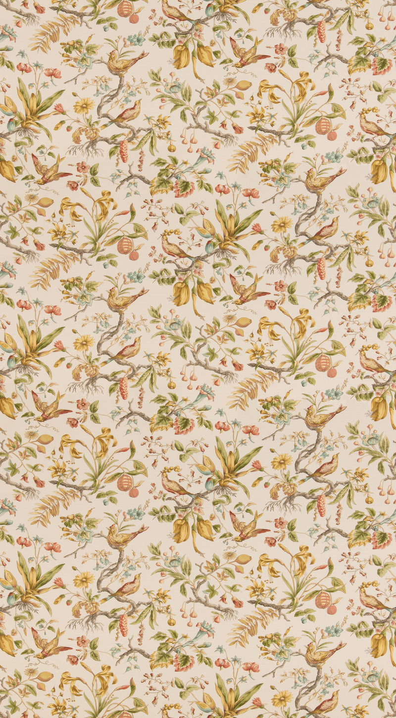 G P & J Baker Fabric Kentwell - Ochre/Soft Red