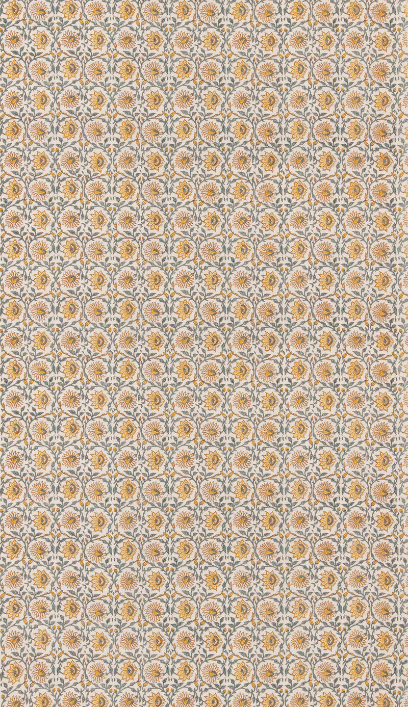 G P & J Baker Fabric Cecily - Ochre/Teal