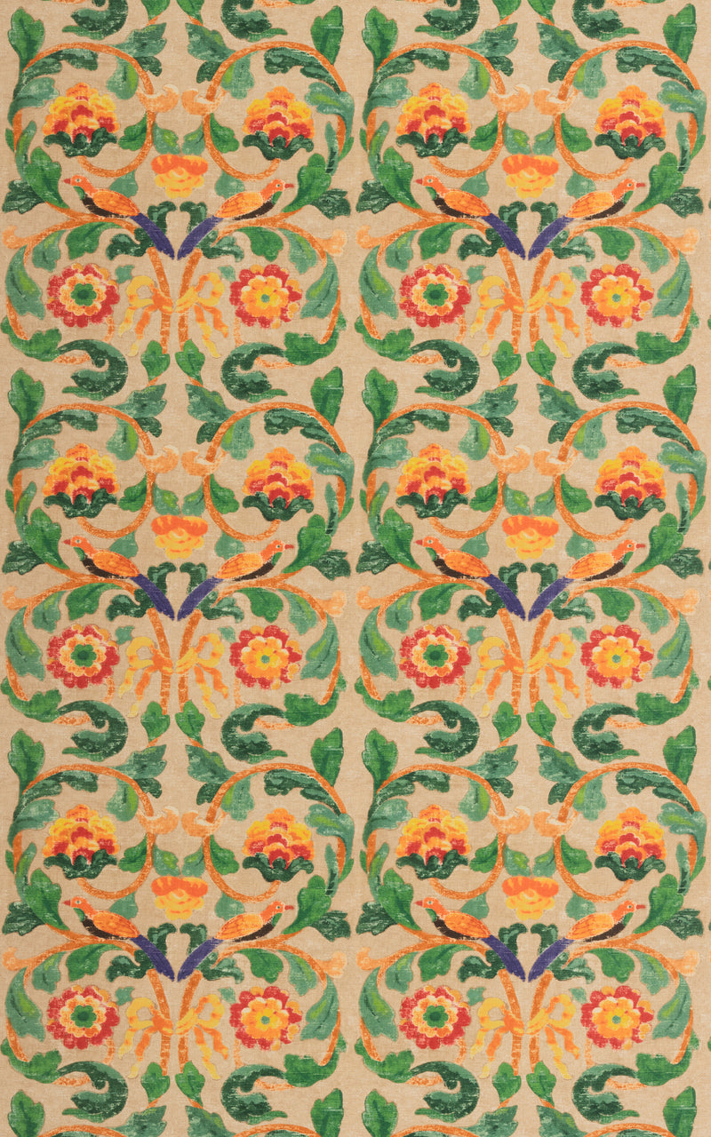 G P & J Baker Fabric Tudor Rose - Clementine