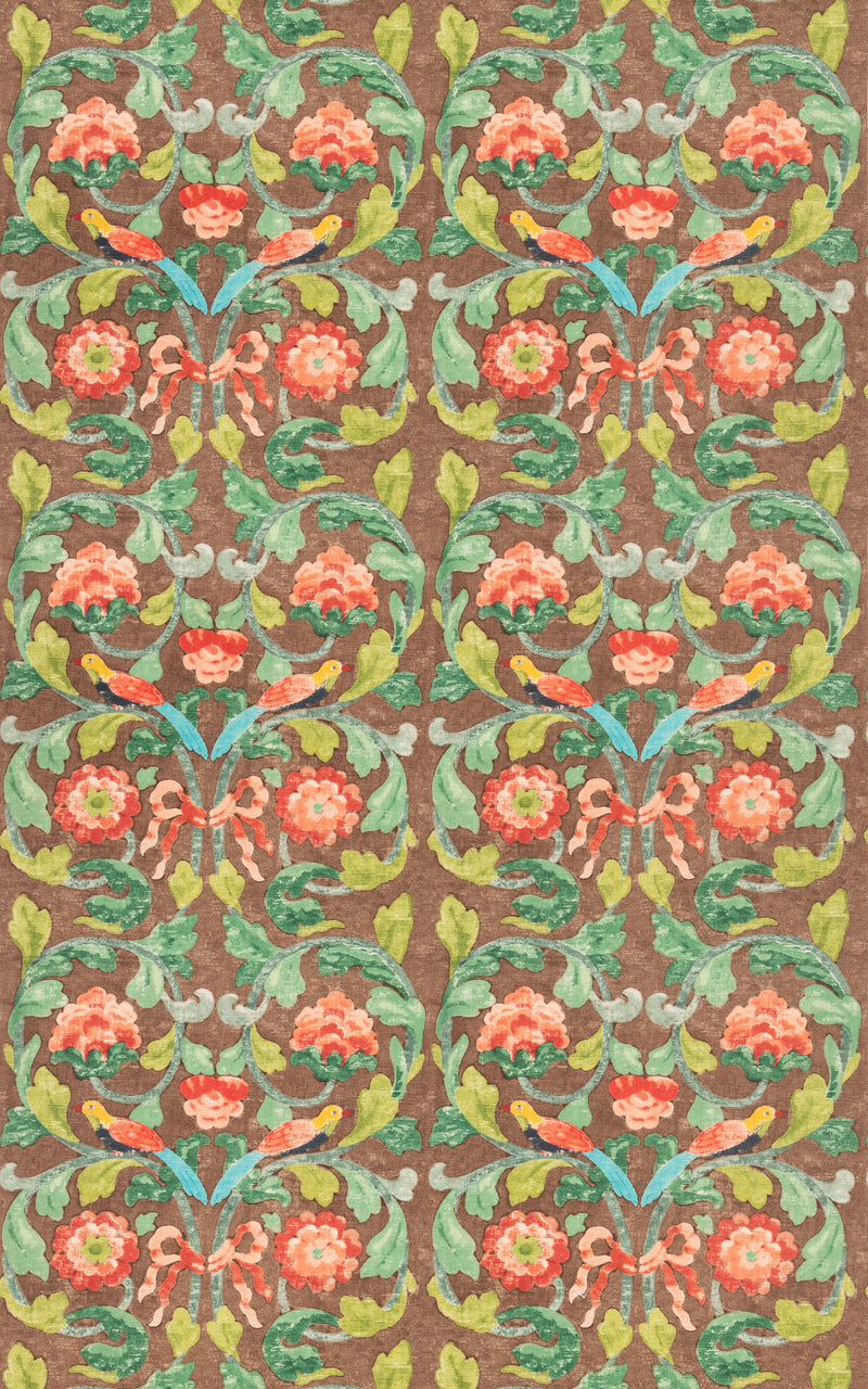 G P & J Baker Fabric Tudor Rose - Chocolate