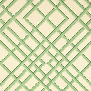 Brunschwig & Fils Wallpaper Treillage Sidewall Celadon On Off-White