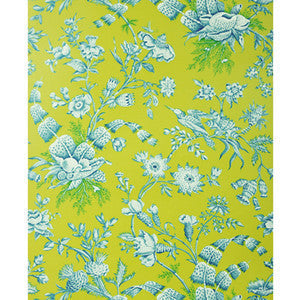 Brunschwig & Fils Wallpaper Shell Toile Aqua On Lime